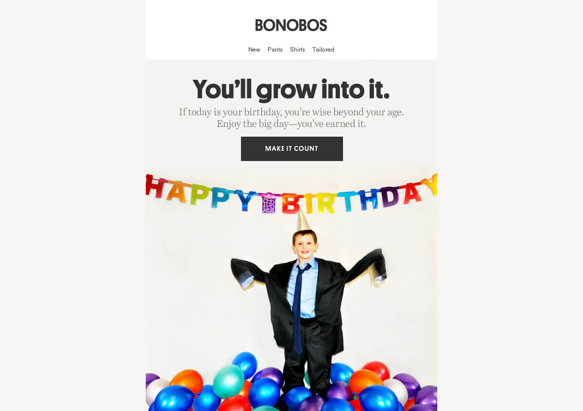 Bonobos birthday marketing strategy 