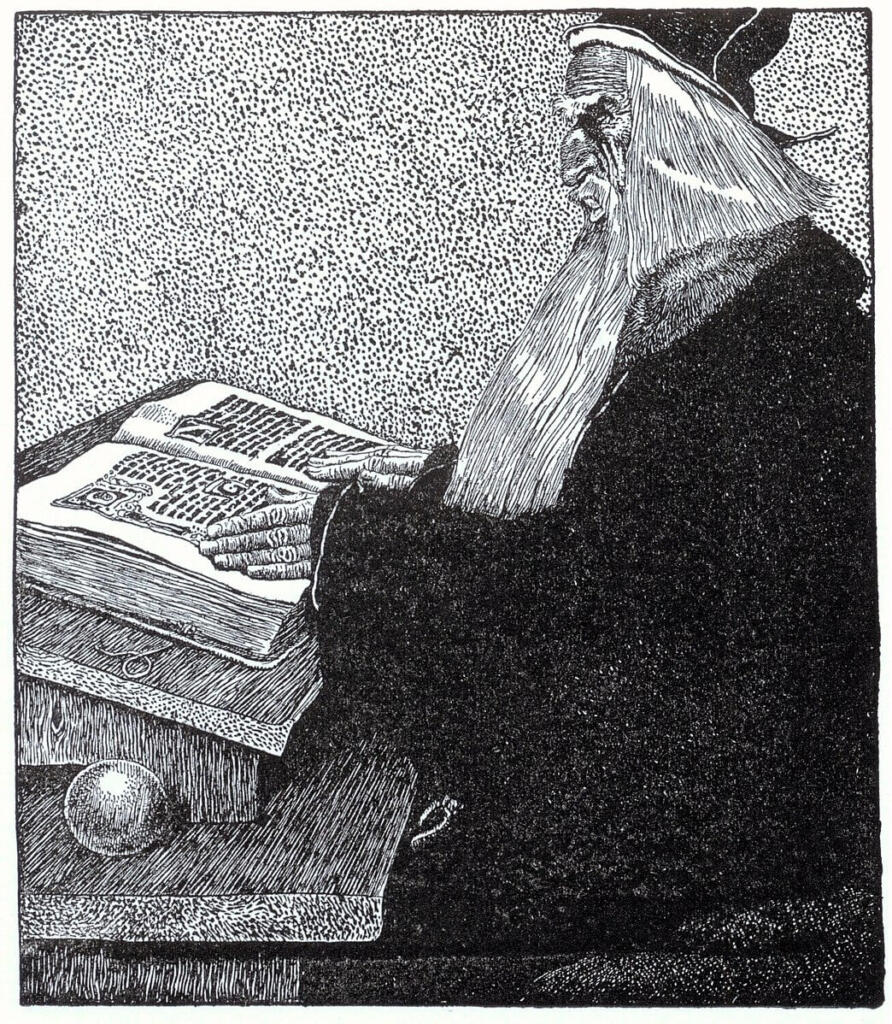 Howard Pyle's illustration of Merlin for The Story of King Arthur and His Knights (1903). Source: Wikipedia.
