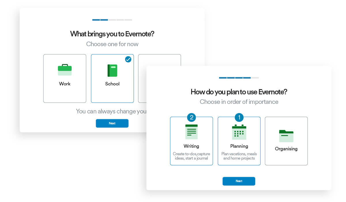 Evernote has progress bars that allow users to see the completion time for the process