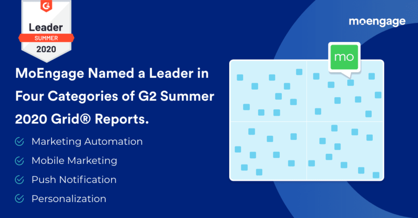 MoEngage Named a Leader in 4 Categories of G2 Summer 2020 Grid® Report
