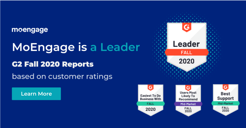 MoEngage Recognized in G2 Fall 2020 Grid® Report as Mobile Marketing and Analytics Industry Leader
