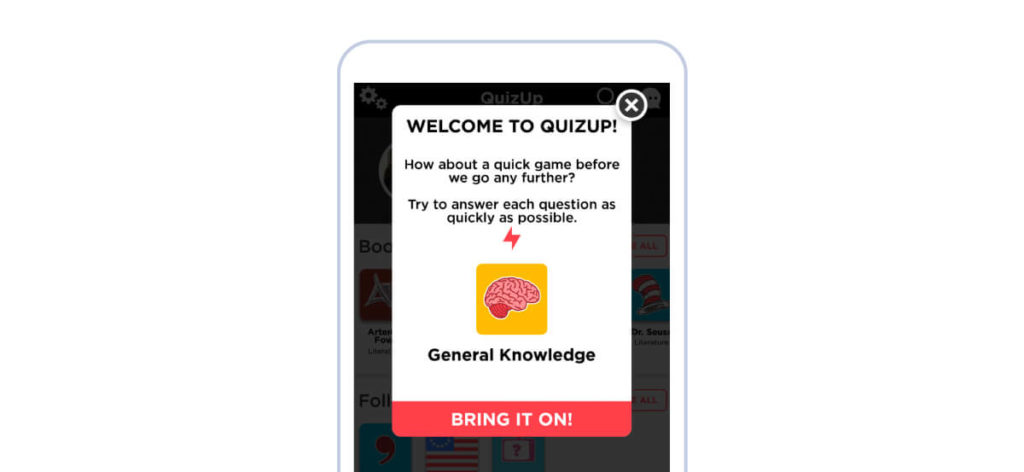 QuizUp in-app messaging vs push notifications for onboarding