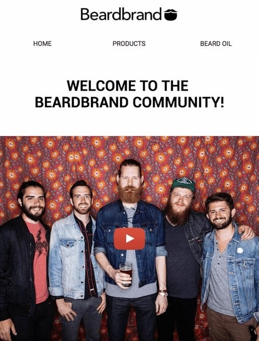 An email from Beardbrand tailored to the awareness stage of an email marketing journey