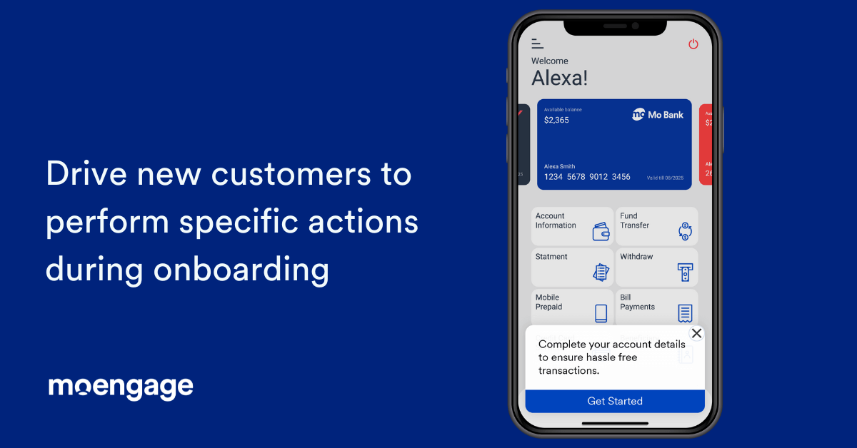 An example of how you can drive new customers to take particular auctions during onboarding with MoEngage
