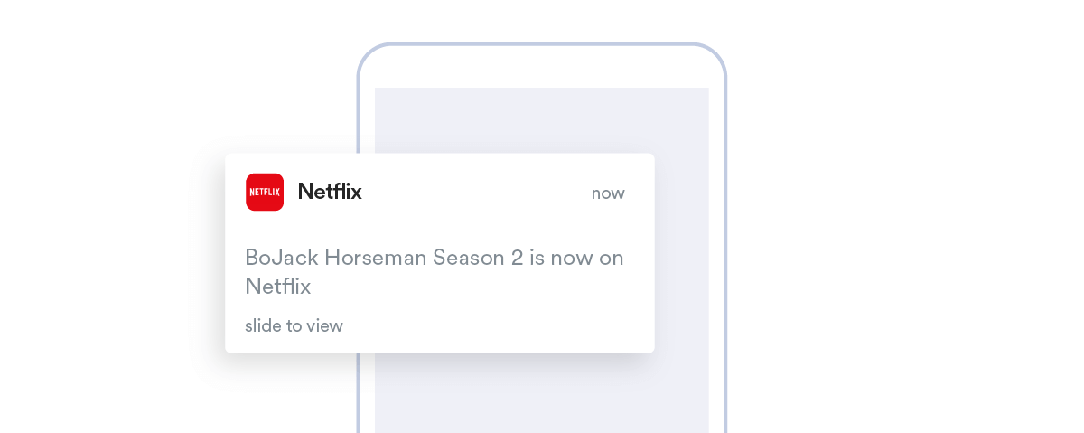 personalized push notification from Netflix based on user preference