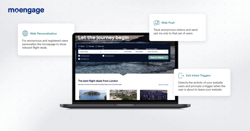 Use cases of MoEngage for Airline brands looking to tailor their website experiences