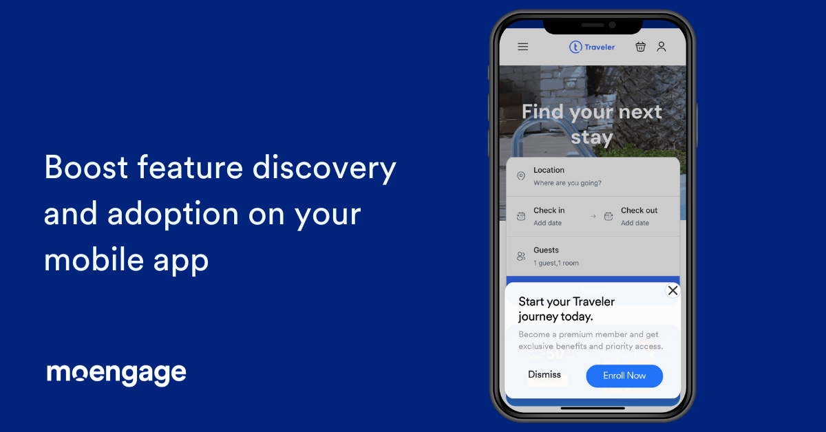 An example of how you can promote new feature discovery and adoption via your mobile app with MoEngage