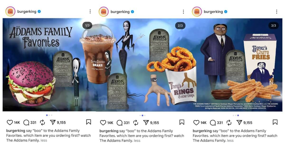 Burger King’s Partnership with The Addams Family for Halloween Marketing