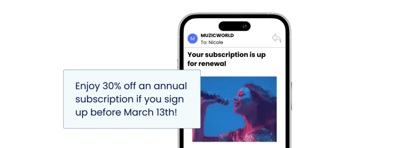 Example of marketing message to motivate subscription renewal
