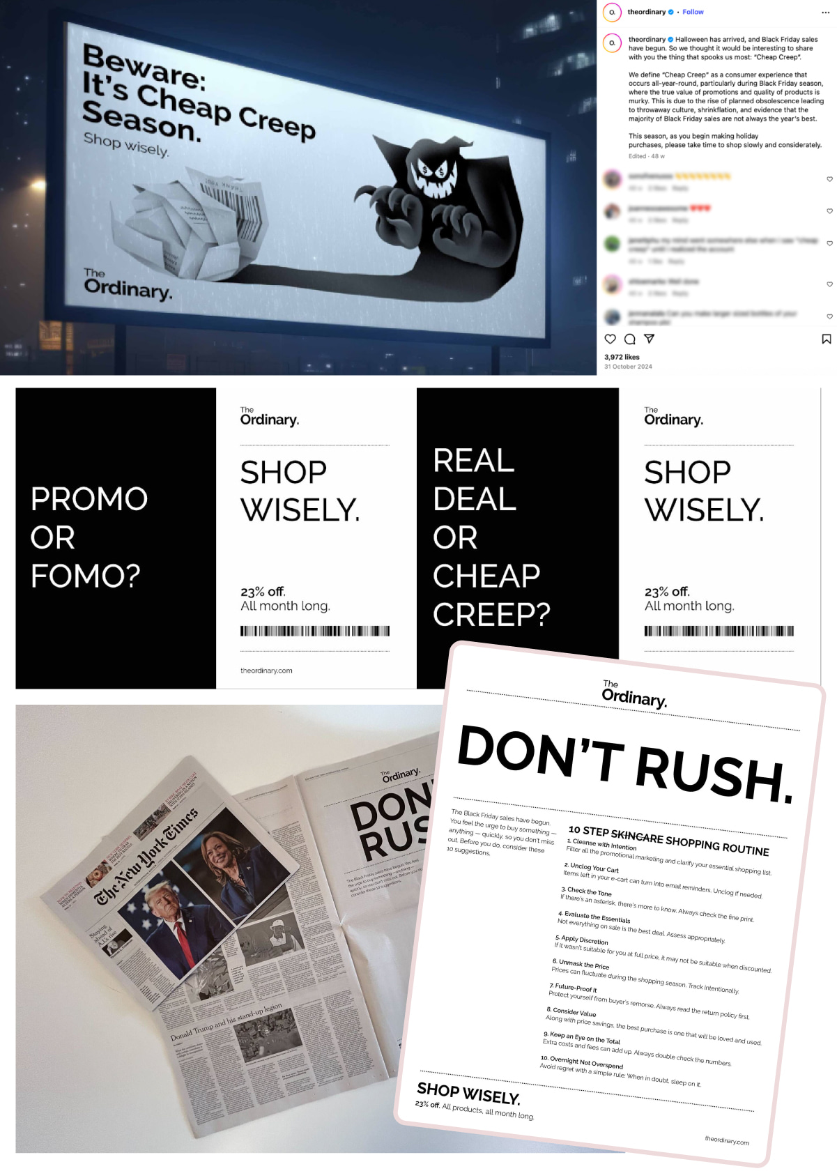 Best black friday marketing campaigns involve omnichannel promotion across OOH, Print, and Social, like The Ordinary’s