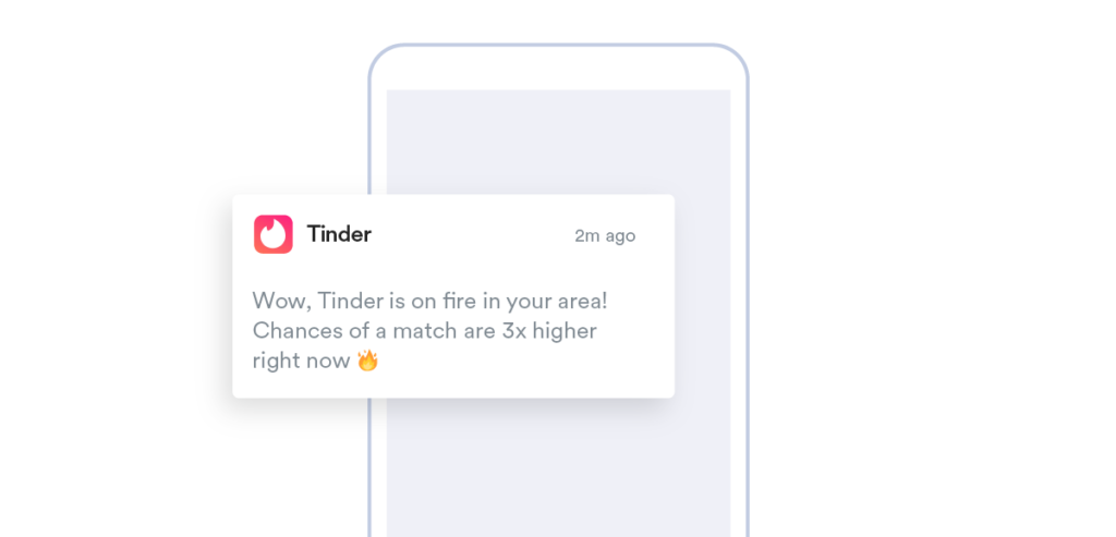 Location-based notification by Tinder 