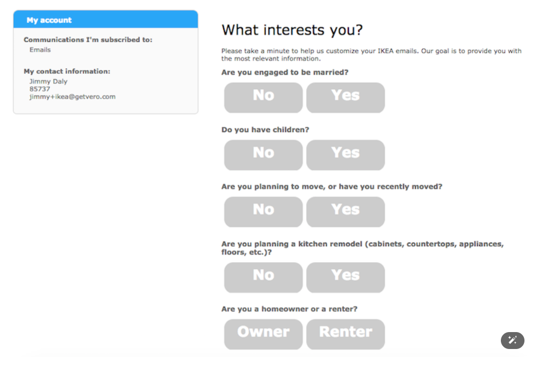 Ikea's example of audience segmentation for customizing emails to their audience
