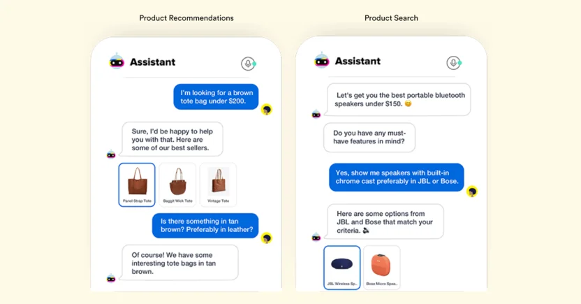 An example of an AI chatbot as part of the AI-powered conversational commerce