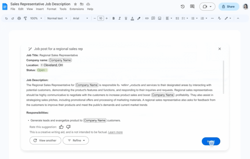 AI in Google Docs Google IO 2023