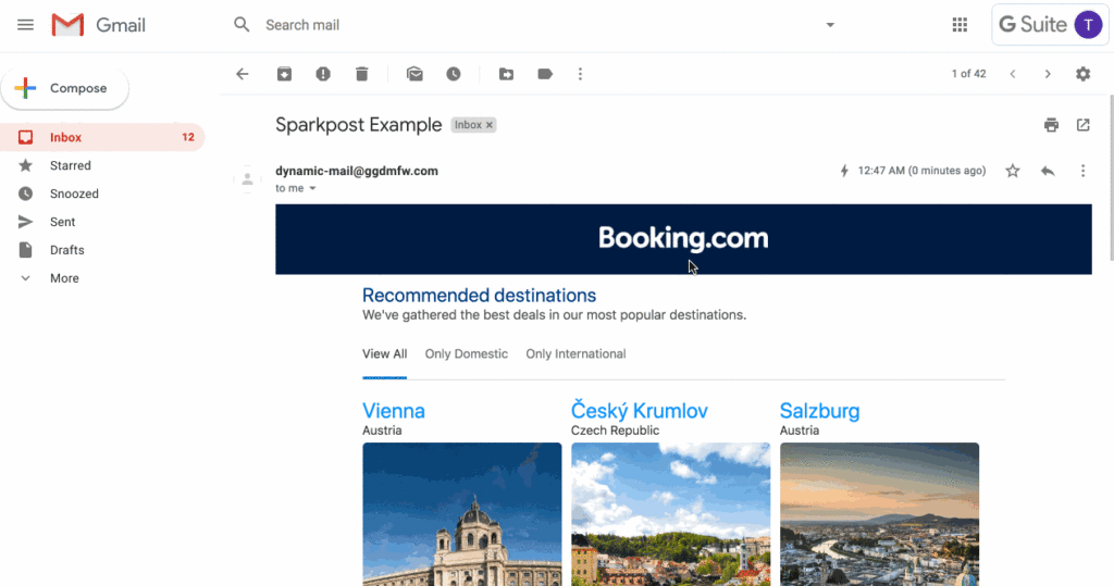 AMP emails for Travel & Hospitality