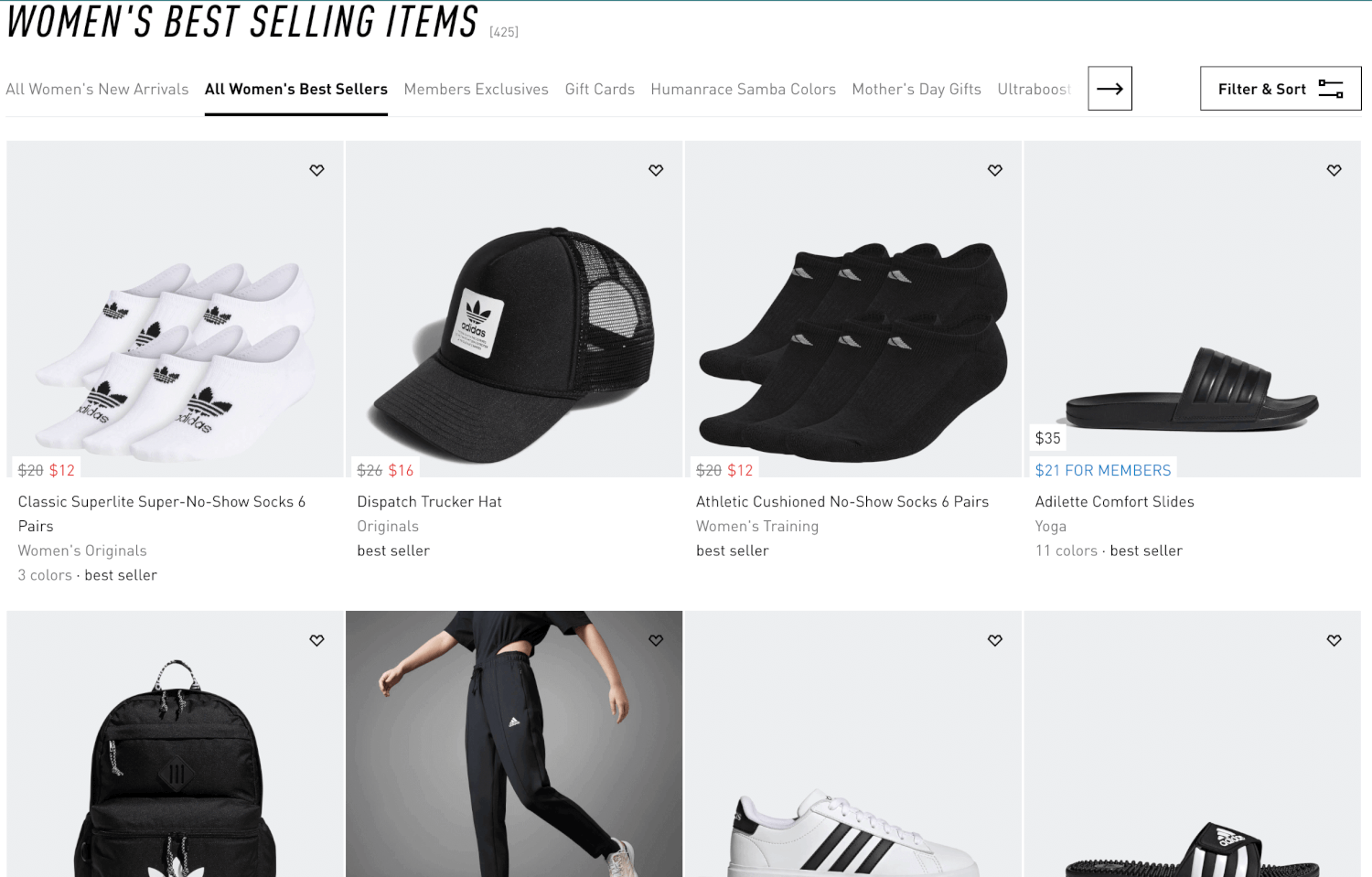 An example of website personalization by Adidas