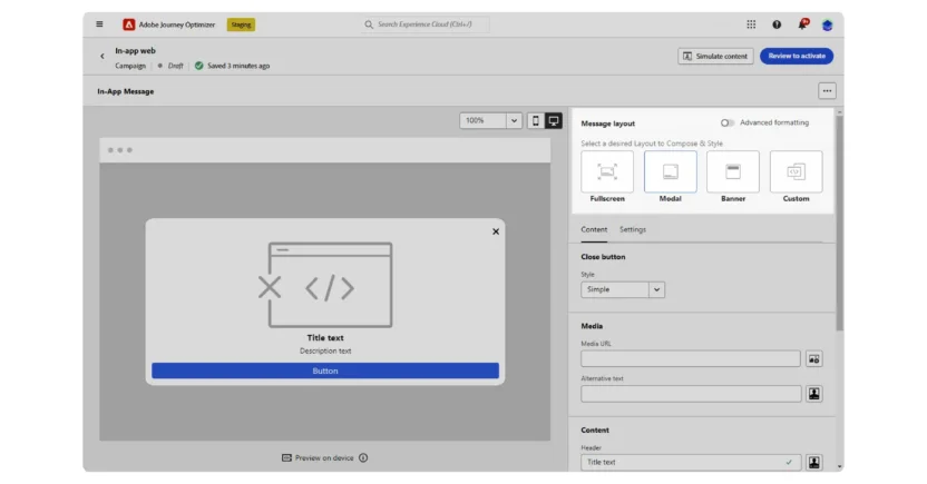 Adobe in app messaging is a part of Journey Optimizer