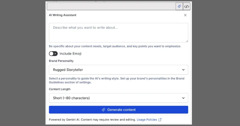 Airship's AI Writing Assistant helps you generate and refine campaign copy.