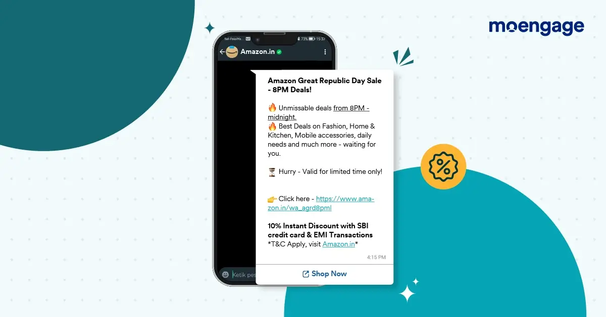 WhatsApp Marketing Campaign Example of Promotional Messages - Amazon (Ecommerce)