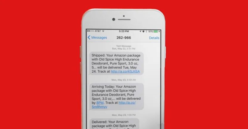 Automated order tracking SMS messages from Amazon