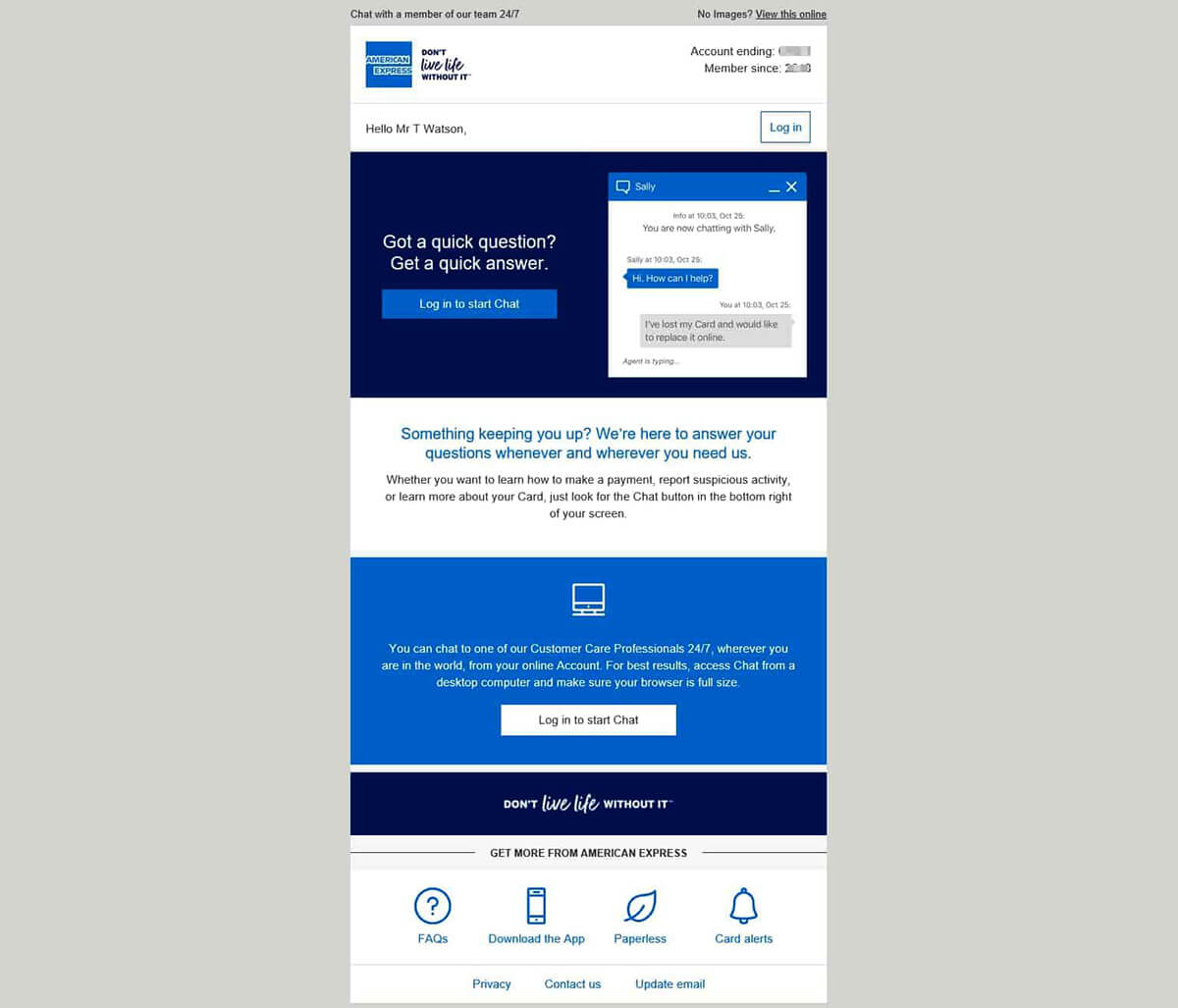 onboarding email campaign by American Express
