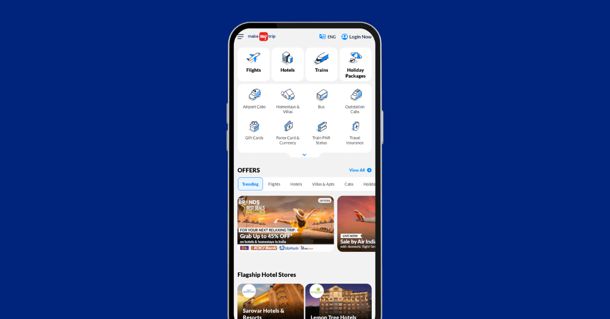 This image shows an example of trending flight offers