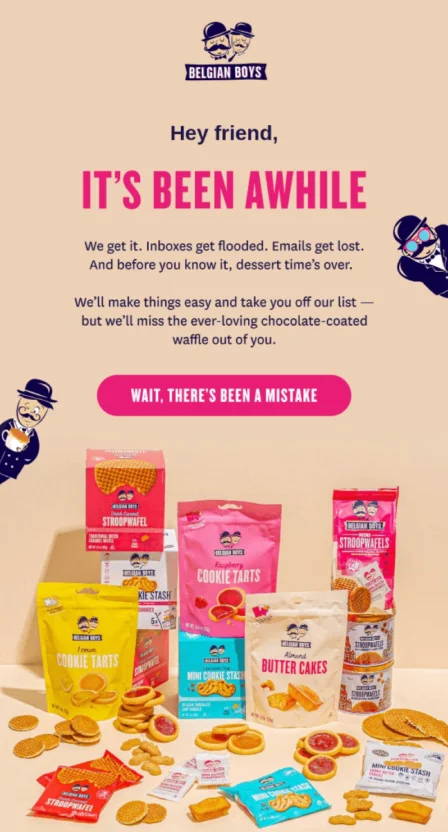 Food ecommerce marketing automation executed by Belgian Boys with an automated email after a certain time period of inactivity