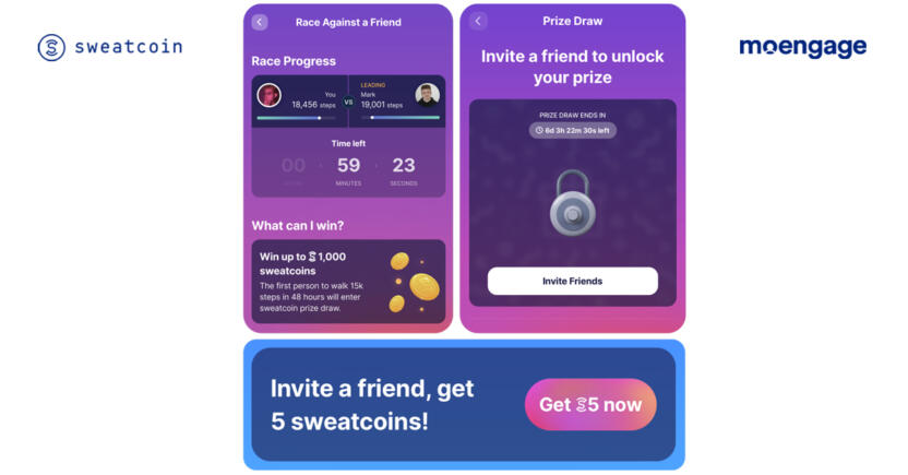 Sweatcoin In-app referrals