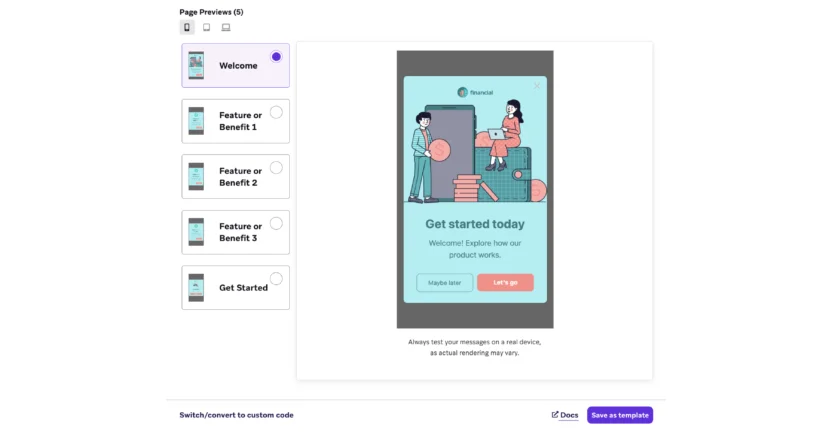 Braze in app messaging can be designed with its editor