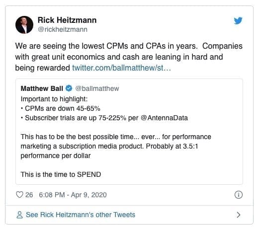 CPMs and CPAs have dropped on social