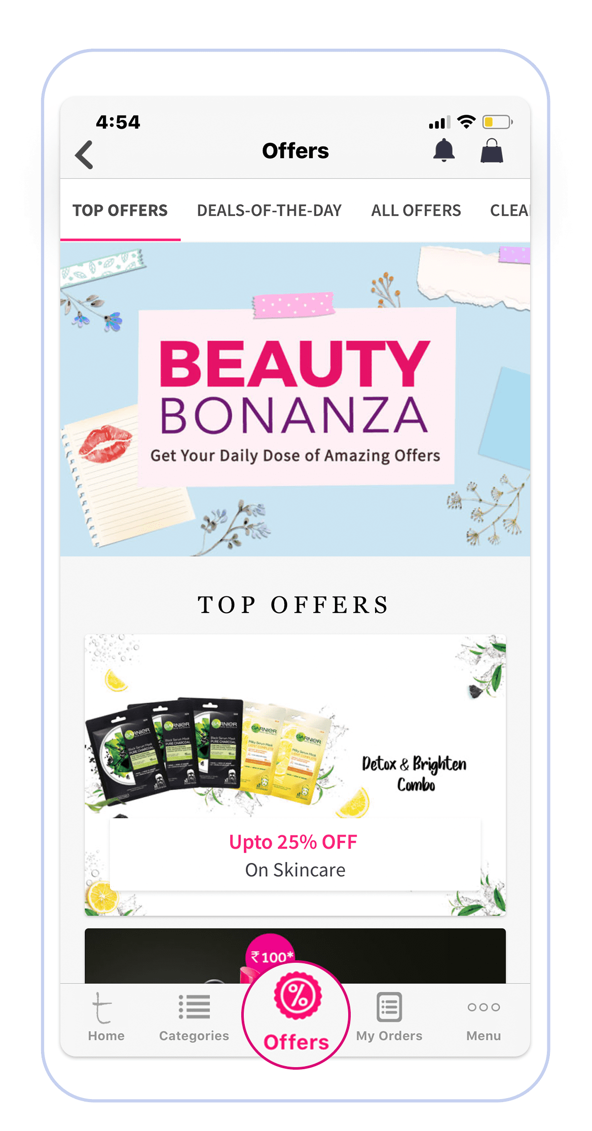 An example of an offers zone on Beauty Bonanza