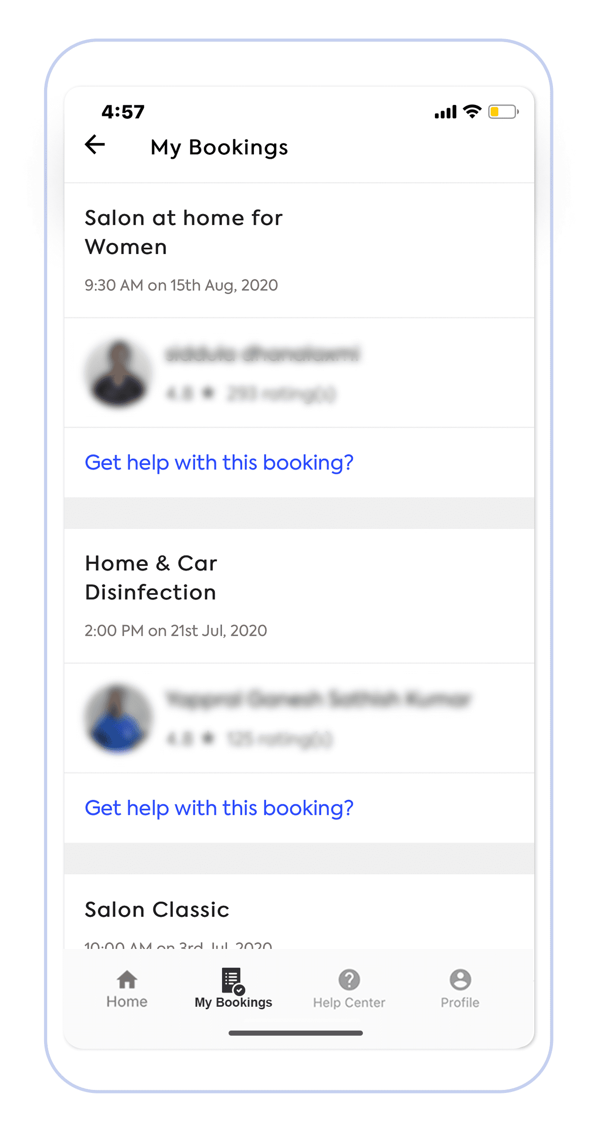 An example of a transactional message confirming a recent booking