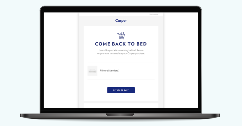 Casper has a neat and minimalistic cart abandonment email template with two distinct sections