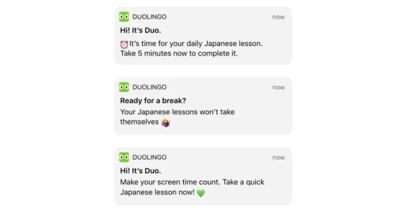 Duolingo implements behavioral segmentation by grouping its app users into daily practitioners, consistent learners, and inactive users