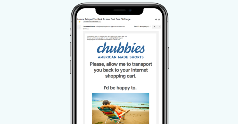 Funny and engaging cart abandonment email from Chubbies
