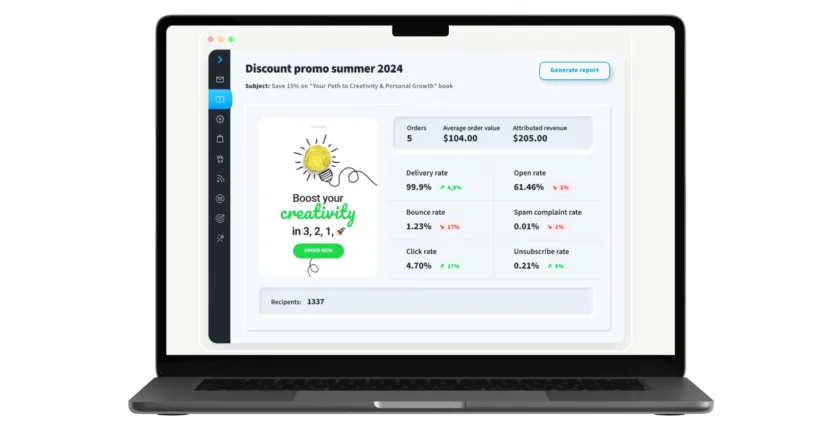 An email analytics dashboard from GetResponse