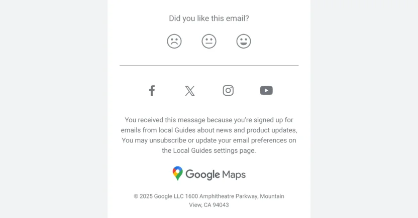 Google Maps ensures email compliance by allowing subscribers to update their email preferences
