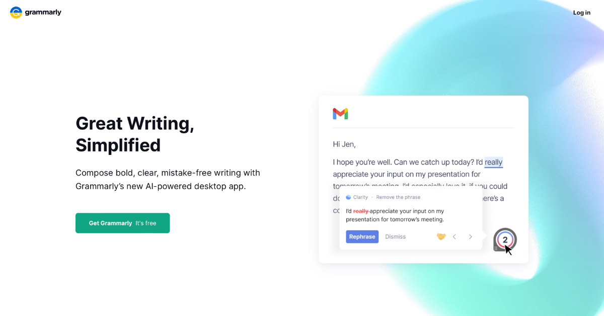 This is an image of the Grammarly website
