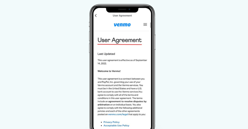 Venmo’s user agreement is exemplary