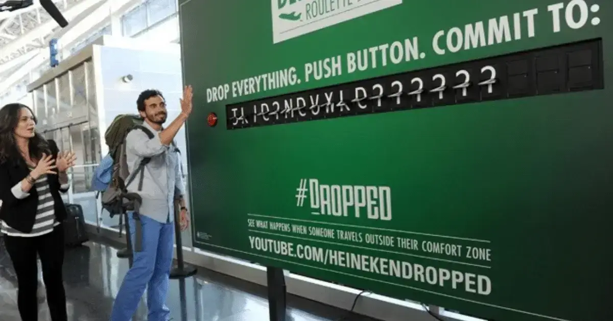 An example of an interactive, in-person Heineken marketing campaign