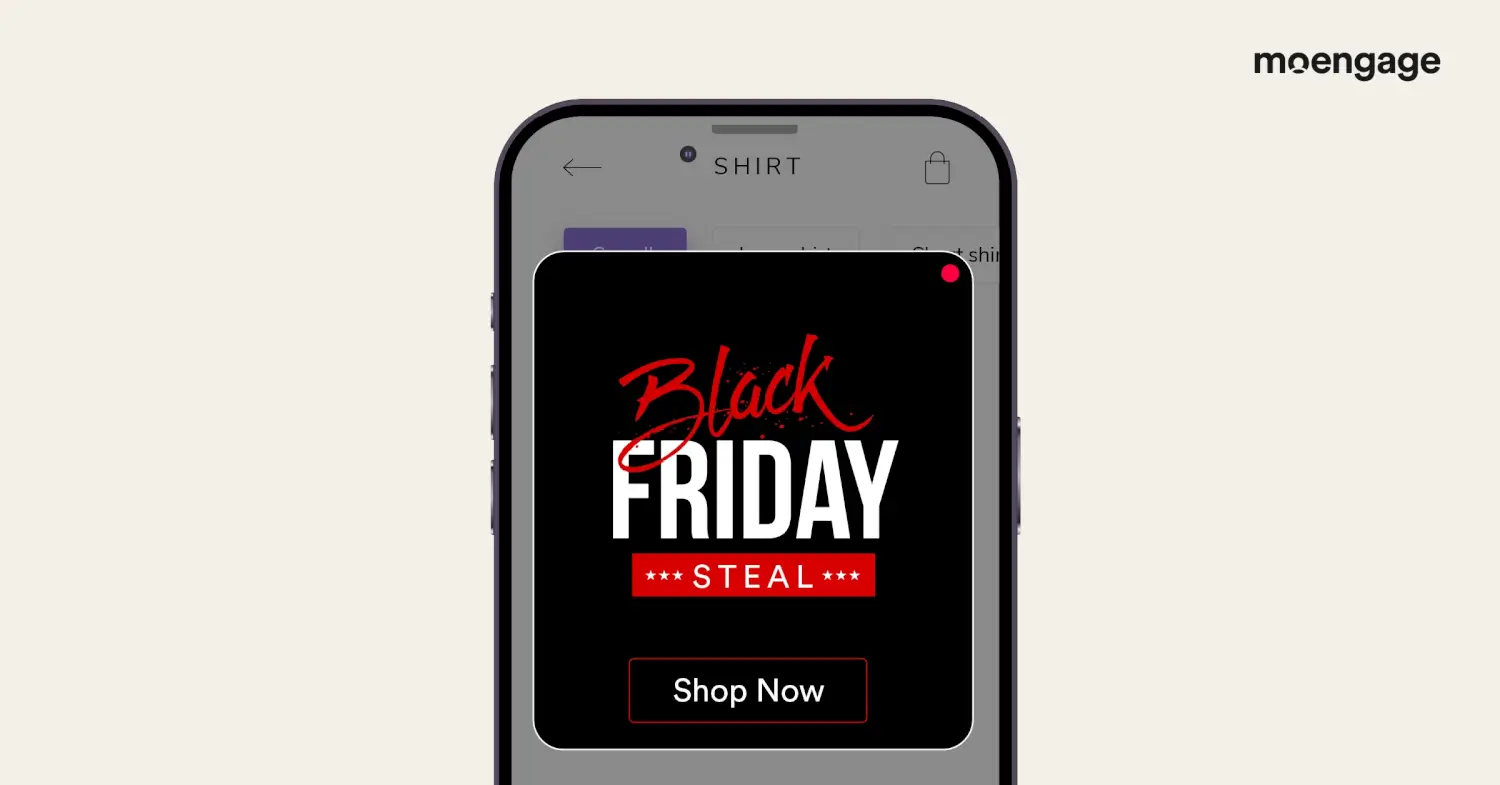 In-App message that can be sent during Black Friday using MoEngage