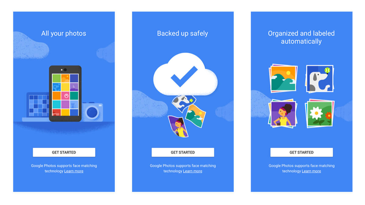 Google photos uses in-app messages in their onboarding process
