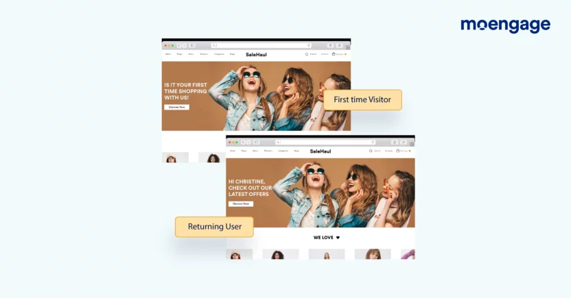 Website personalization for new or returning visitors