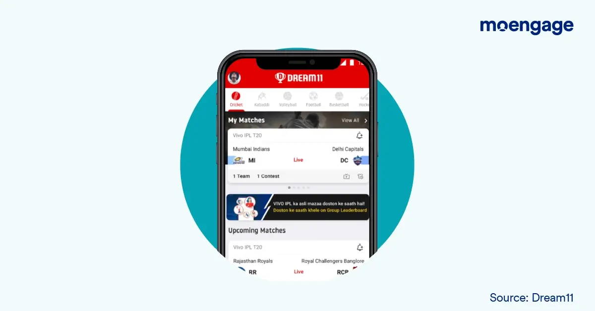 Indian Fantasy League Cricket App, Dream11 has one of the smoothest UXs in the market.