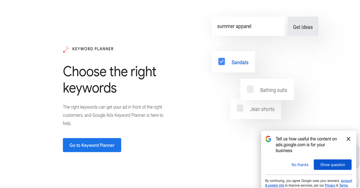 Choose the right keywords with Google keyword planner