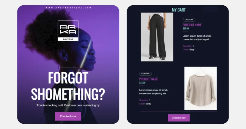 MoEngage's abandoned cart recovery email template can help you jog your customer's memory about the products they had abandoned