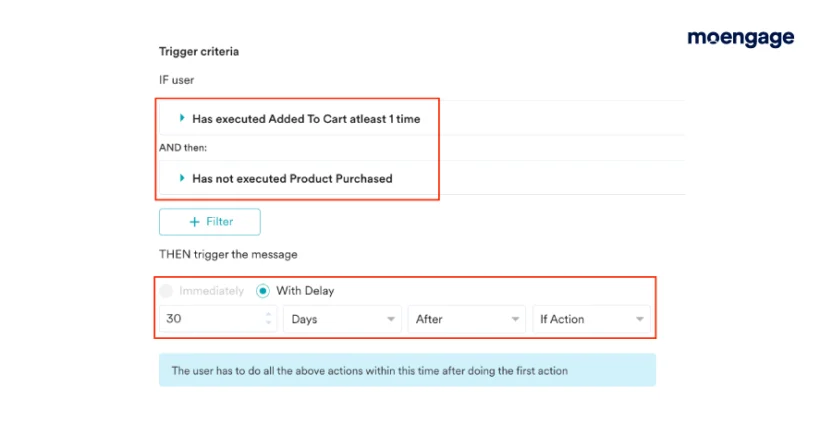 Setting triggers for email drip campaigns in MoEngage