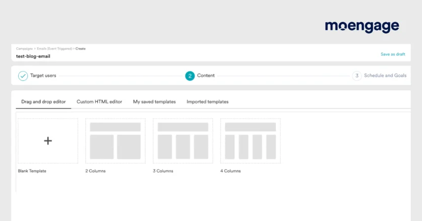 How to choose an email template layout in MoEngage