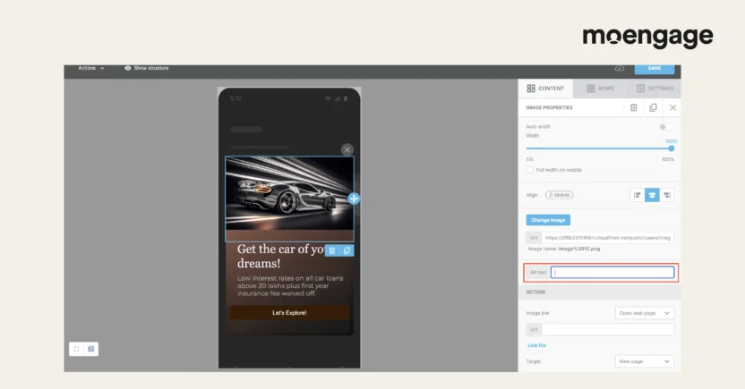 MoEngage is an in app messaging platform that lets you easily design in-app messages with a drag-and-drop editor