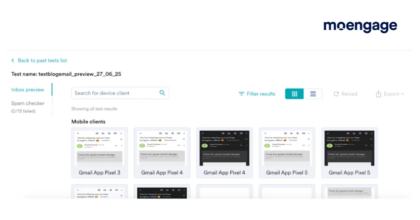 MoEngage lets you preview your marketing email template on different devices